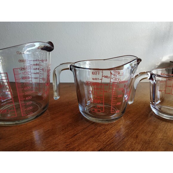 Set Of 3 Anchor Hocking Measuring Cup Open Handle - 1 Cup & 2 Cup & 4 Cup - Picture 7 of 16